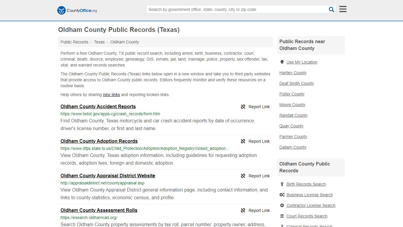 Oldham County Public Records (Texas) - County Office